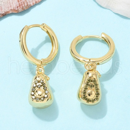 Brass Cubic Zirconia Hoop Earrings EJEW-Q015-02G-B-1