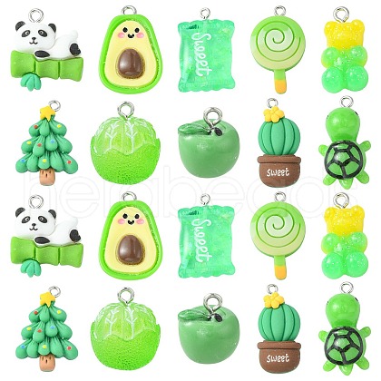 30Pcs 10 Styles Opaque Resin Pendants RESI-CJ0003-48-1
