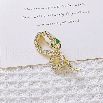 Snake Aolly Rhinestone Brooches JEWB-V008-01LG-04-1