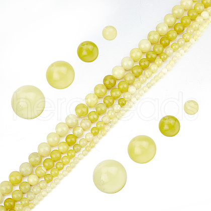 GOMAKERER 4 Strands 4 Styles Natural Lemon Jade Round Bead Strands G-GO0001-47-1