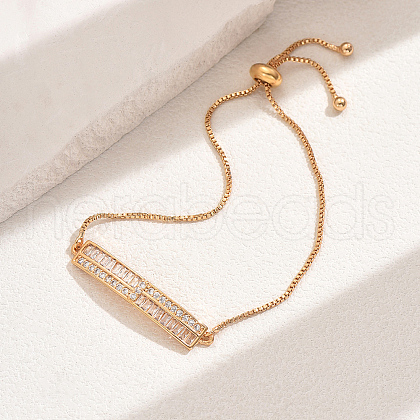 Brass Micro Pave Clear Cubic Zirconia Slider Bracelets ZW5320-1