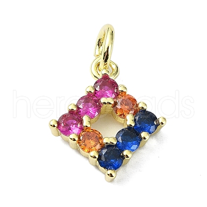 Brass Micro Pave Colorful Cubic Zirconia Pendant KK-H475-03G-1