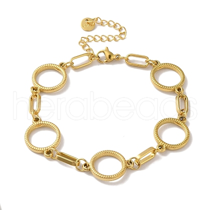 304 Stainless Steel Ring Link Chain Bracelets for Women BJEW-I315-08G-1