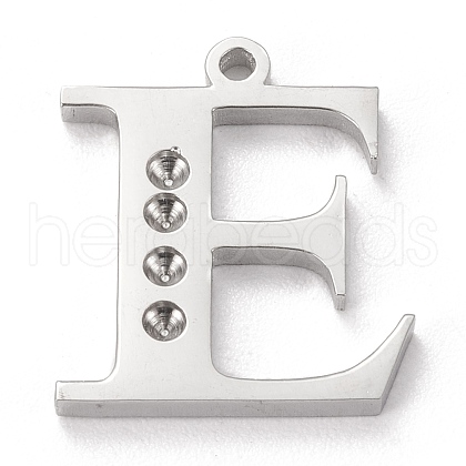Tarnish Resistant 304 Stainless Steel Letter Pendant Rhinestone Settings STAS-J028-01E-1