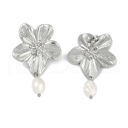 Mother's Day Jewellery 304 Stainless Steel Flower Stud Earrings EJEW-Z075-06P-1