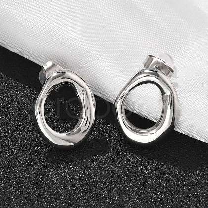 304 Stainless Steel Chunky Oval Studs Earrings for Women EJEW-K306-28P-1