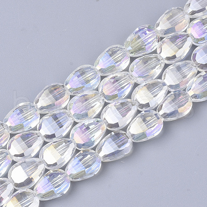 Electroplate Transparent Glass Beads Strands EGLA-T020-06C-1