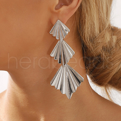 Alloy Rhombus Stud Earrings for Women EJEW-U028-02P-1