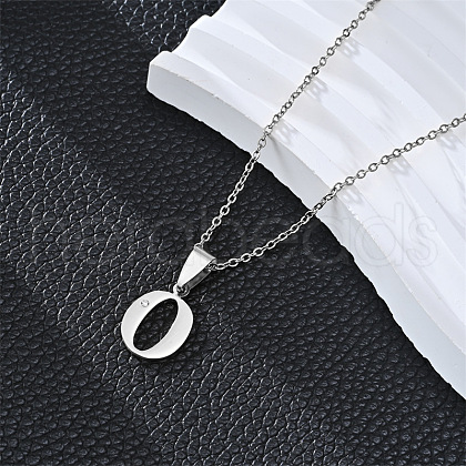 201 Stainless Steel Crystal Rhinestone Initial Pendant Necklaces FS-WG28760-09-1