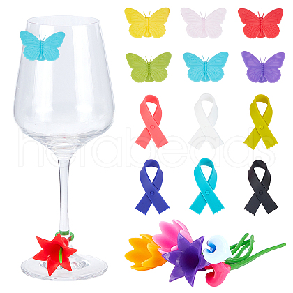   3 Sets 3 Styles Silicone Wine Glass Charms FIND-PH0002-51-1