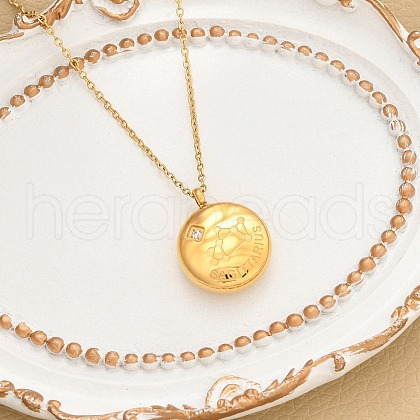 304 Stainless Steel Clear Cubic Zirconia Constellation Pendant Necklaces NJEW-R021-02G-05-1