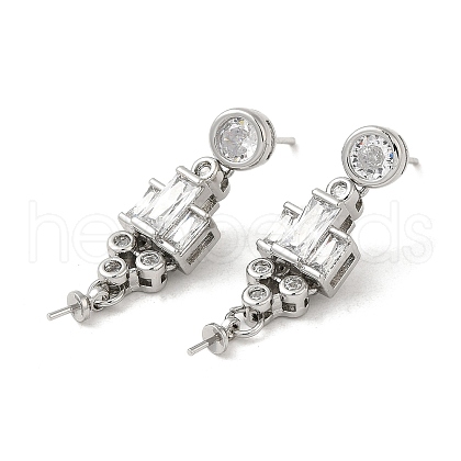 Brass Micro Pave Cubic Zirconia Stud Earring Findings KK-M270-29P-1