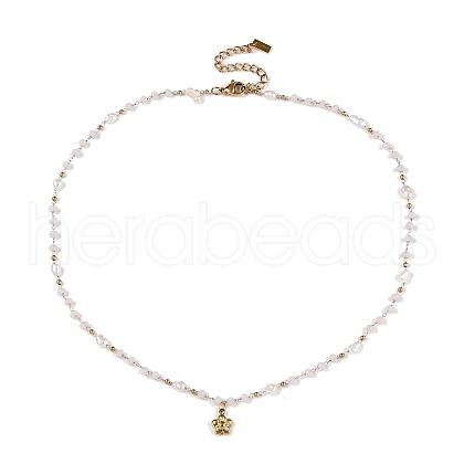 Natural Quartz Chip Beaded Necklaces NJEW-T017-03G-1