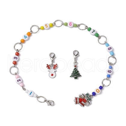 3Pcs Christmas Theme Knitting Row Counter Chains & Locking Stitch Markers Kits HJEW-JM01338-01-1