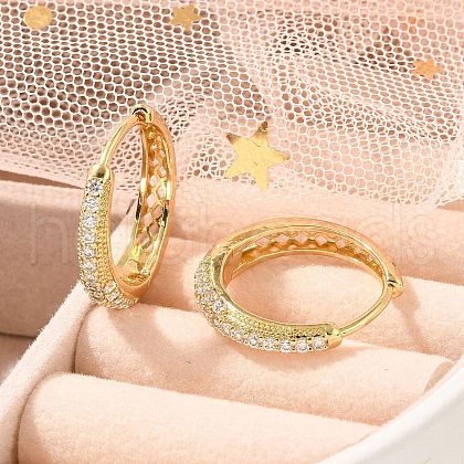 Rack Plating Brass Micro Pave Cubic Zirconia Hoop Earrings EJEW-H143-25G-01-1