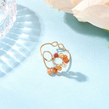 Natural Carnelian Cuff Rings RJEW-TA00206-03-1