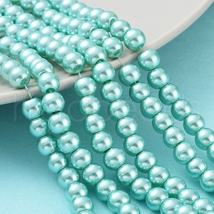 Baking Painted Pearlized Glass Pearl Round Bead Strands HY-Q003-6mm-32-1