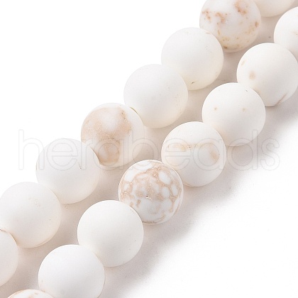 Natural Magnesite Round Bead Strands G-L358-6mm-02-1