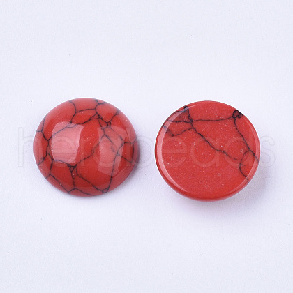 Dyed Synthetic Turquoise Flat Back Dome Cabochons TURQ-Q102-01J-1
