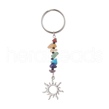 Natural Gemstone Chips Keychains KEYC-JKC00474-06-1