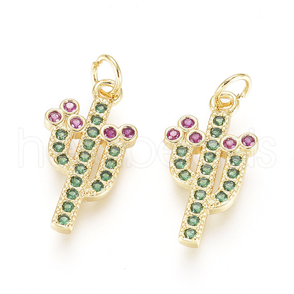 Brass Micro Pave Cubic Zirconia Pendants ZIRC-L093-14G-1
