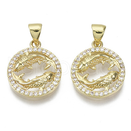 Brass Micro Pave Cubic Zirconia Pendants ZIRC-S061-199E-G-NF-1