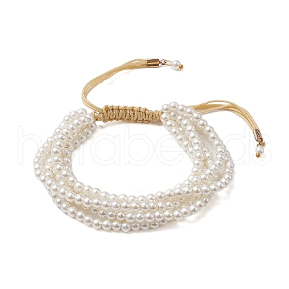 Adjustable Acrylic Imitation Pearl Braided Bead Bracelets for Women BJEW-JB10662-1