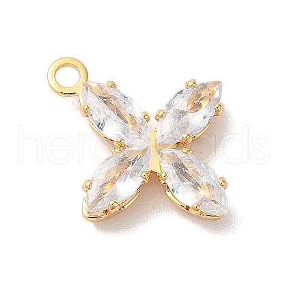 Brass Micro Pave Clear Cubic Zirconia Pendants KK-M294-03G-1