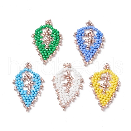 Seed Beads Beaded Charms PALLOY-MZ00285-1