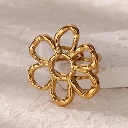 304 Stainless Steel Open Cuff Rings for Women RJEW-U060-04B-G-1
