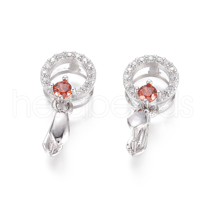 Brass Micro Pave Cubic Zirconia Ice Pick Pinch Bails ZIRC-L093-09P-1