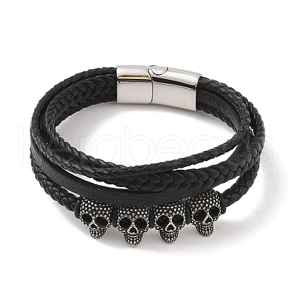 Braided Microfiber Leather Multi-strand Bracelets BJEW-B096-08H-1