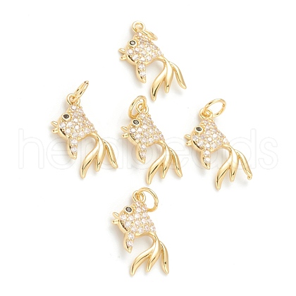 Brass Micro Pave Clear Cubic Zirconia Pendants ZIRC-B010-31G-1