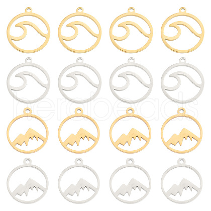 SUNNYCLUE 40Pcs 4 Style Stainless Steel Pendants STAS-SC0004-08-1