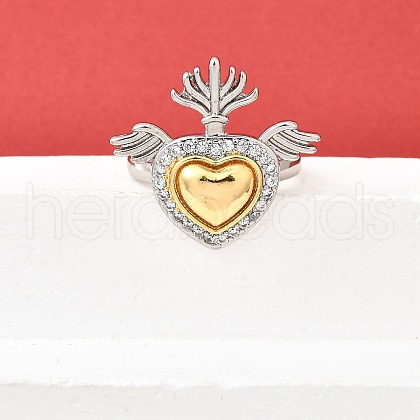 Brass Micro Pave Cubic Zirconia Cuff Rings for Women RJEW-F184-01B-GP-1