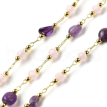 Handmade Natural Amethyst Nuggest Beaded Chains CHC-F020-06G-01-1