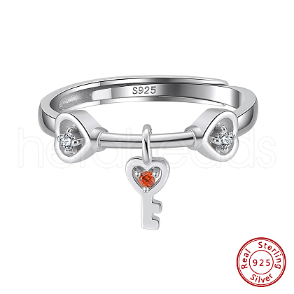 Rhodium Plated 925 Sterling Silver Adjustable Rings for Women STER-P065-22P-1