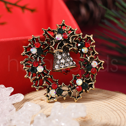 Christmas Theme Zinc Alloy Rhinestone Brooches for Backpack Clothes LK8386-22-1