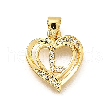 Rack Plating Brass Micro Pave Cubic Zirconia Pendants KK-L226-101G-L-1