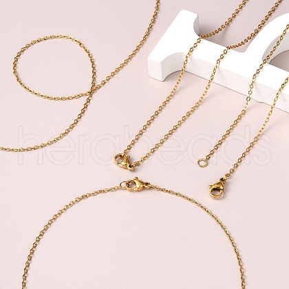 Ion Plating(IP) 5Pcs 304 Stainless Steel Cable Chain Necklaces Set for Men Women MAK-YW0002-02P-1