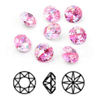 Pointed Back & Back Plated K9 Glass Rhinestone Cabochons RGLA-J012-10mm-209LS-1