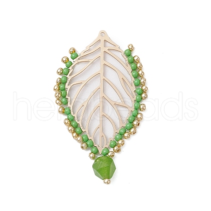 Glass Seed Beads Pendants PALLOY-MZ00327-1