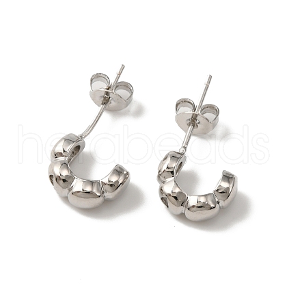 Brass C-Shape Stud Earrings for Woman EJEW-F314-05P-1