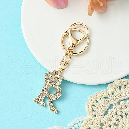Golden Alloy Rhinestone Keychain KEYC-YW00105-18-1