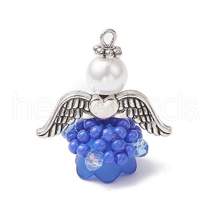 Glass Seed Beaded Angel Pendants PALLOY-MZ00714-05-1
