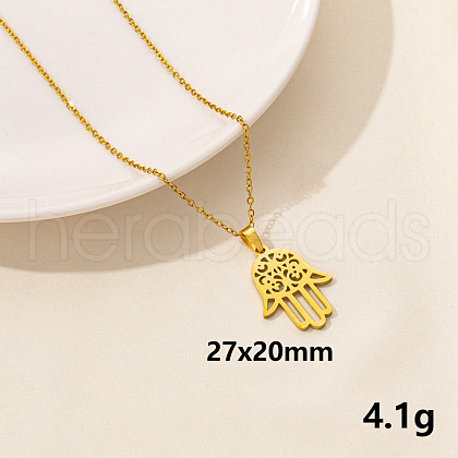 Stainless Steel Hamsa Hand Pendant Necklaces HK0528-2-1