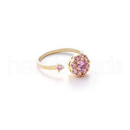 Brass Micro Pave Cubic Zirconia Cuff Rings for Women FS-WG10DBB-01-1