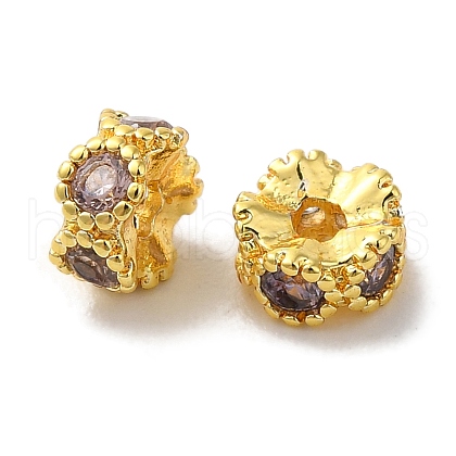 Brass Micro Pave Cubic Zirconia Beads KK-C072-22G-03-1