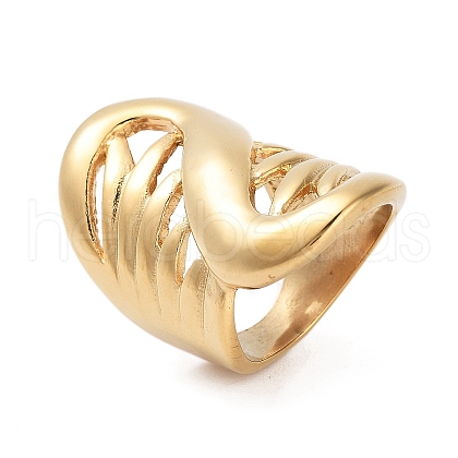Ion Plating(IP) 304 Stainless Steel Hollow Wide Band Rings for Women RJEW-K270-02B-G-1