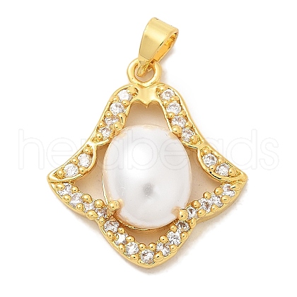 Rack Plating Brass Micro Pave Cubic Zirconia Pendants KK-K293-31G-1
